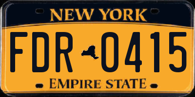 NY license plate FDR0415