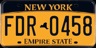 NY license plate FDR0458