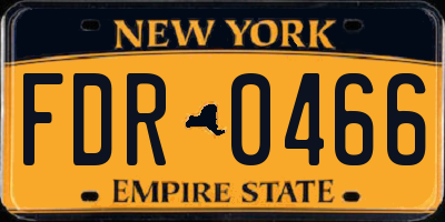 NY license plate FDR0466