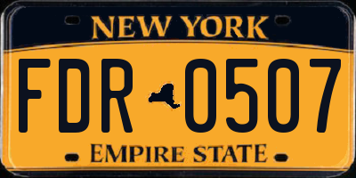 NY license plate FDR0507