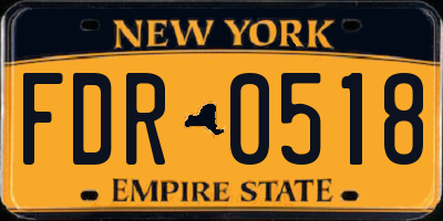 NY license plate FDR0518