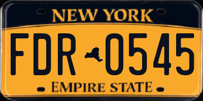 NY license plate FDR0545