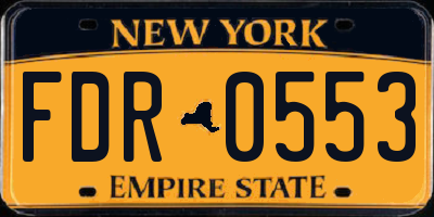 NY license plate FDR0553