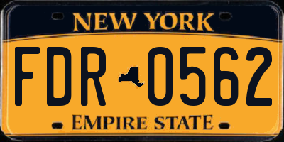 NY license plate FDR0562