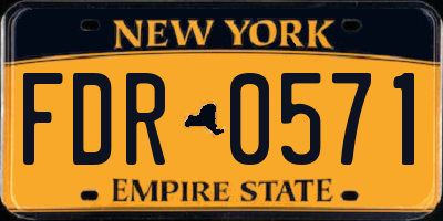 NY license plate FDR0571