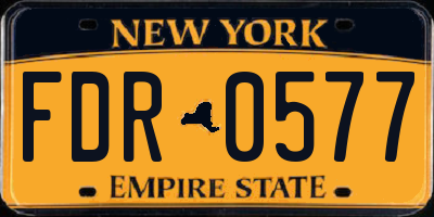 NY license plate FDR0577