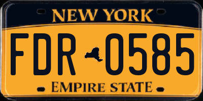 NY license plate FDR0585