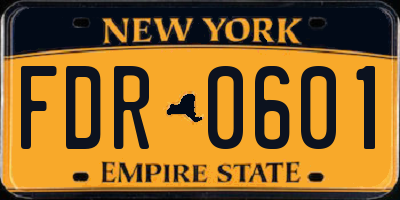 NY license plate FDR0601