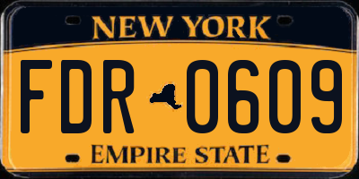 NY license plate FDR0609