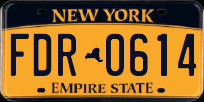 NY license plate FDR0614