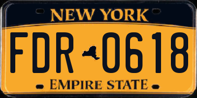 NY license plate FDR0618