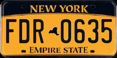 NY license plate FDR0635