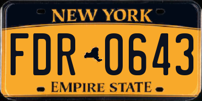 NY license plate FDR0643