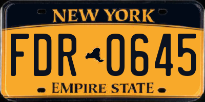 NY license plate FDR0645