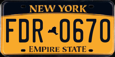 NY license plate FDR0670