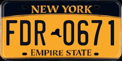 NY license plate FDR0671
