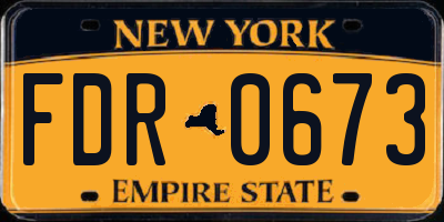 NY license plate FDR0673