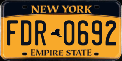 NY license plate FDR0692