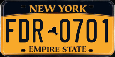 NY license plate FDR0701