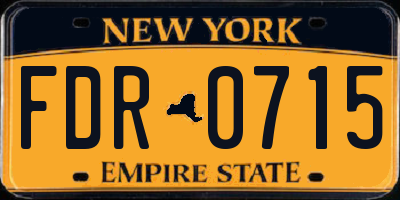 NY license plate FDR0715