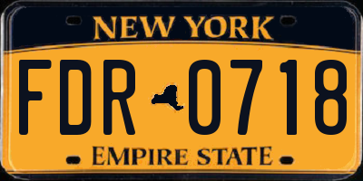 NY license plate FDR0718
