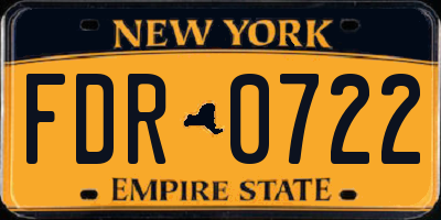 NY license plate FDR0722