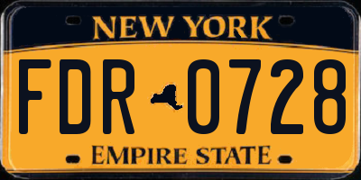 NY license plate FDR0728