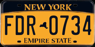 NY license plate FDR0734