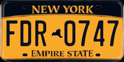 NY license plate FDR0747