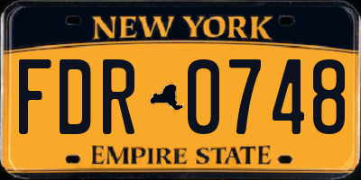 NY license plate FDR0748