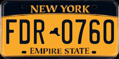 NY license plate FDR0760
