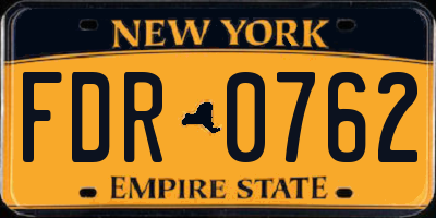 NY license plate FDR0762