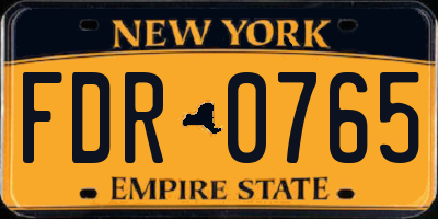 NY license plate FDR0765