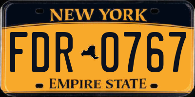 NY license plate FDR0767