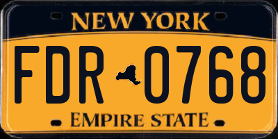 NY license plate FDR0768