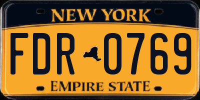NY license plate FDR0769