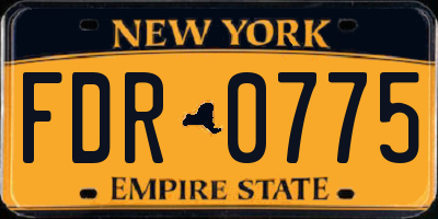 NY license plate FDR0775