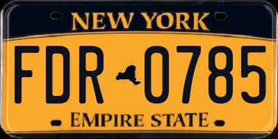 NY license plate FDR0785