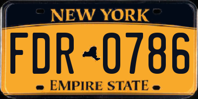 NY license plate FDR0786