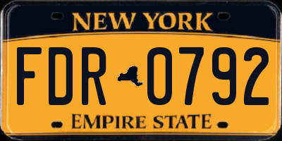 NY license plate FDR0792
