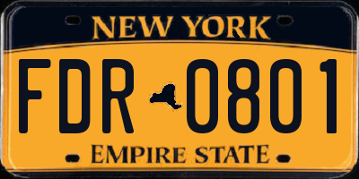 NY license plate FDR0801