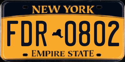 NY license plate FDR0802