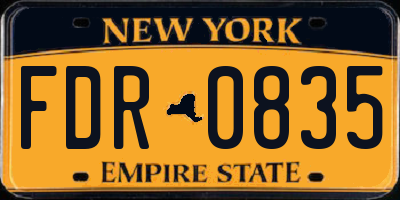 NY license plate FDR0835