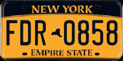 NY license plate FDR0858