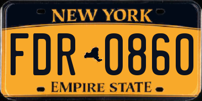 NY license plate FDR0860