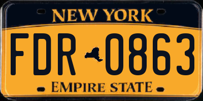 NY license plate FDR0863