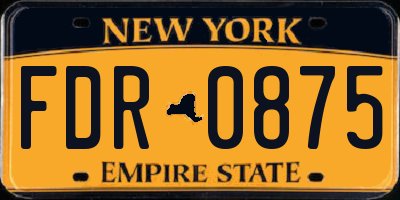 NY license plate FDR0875