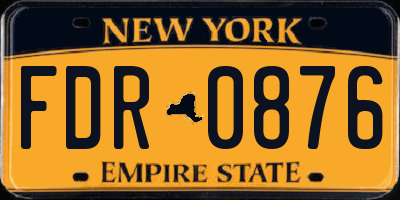 NY license plate FDR0876