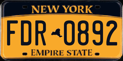 NY license plate FDR0892