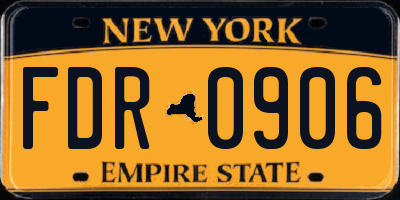 NY license plate FDR0906